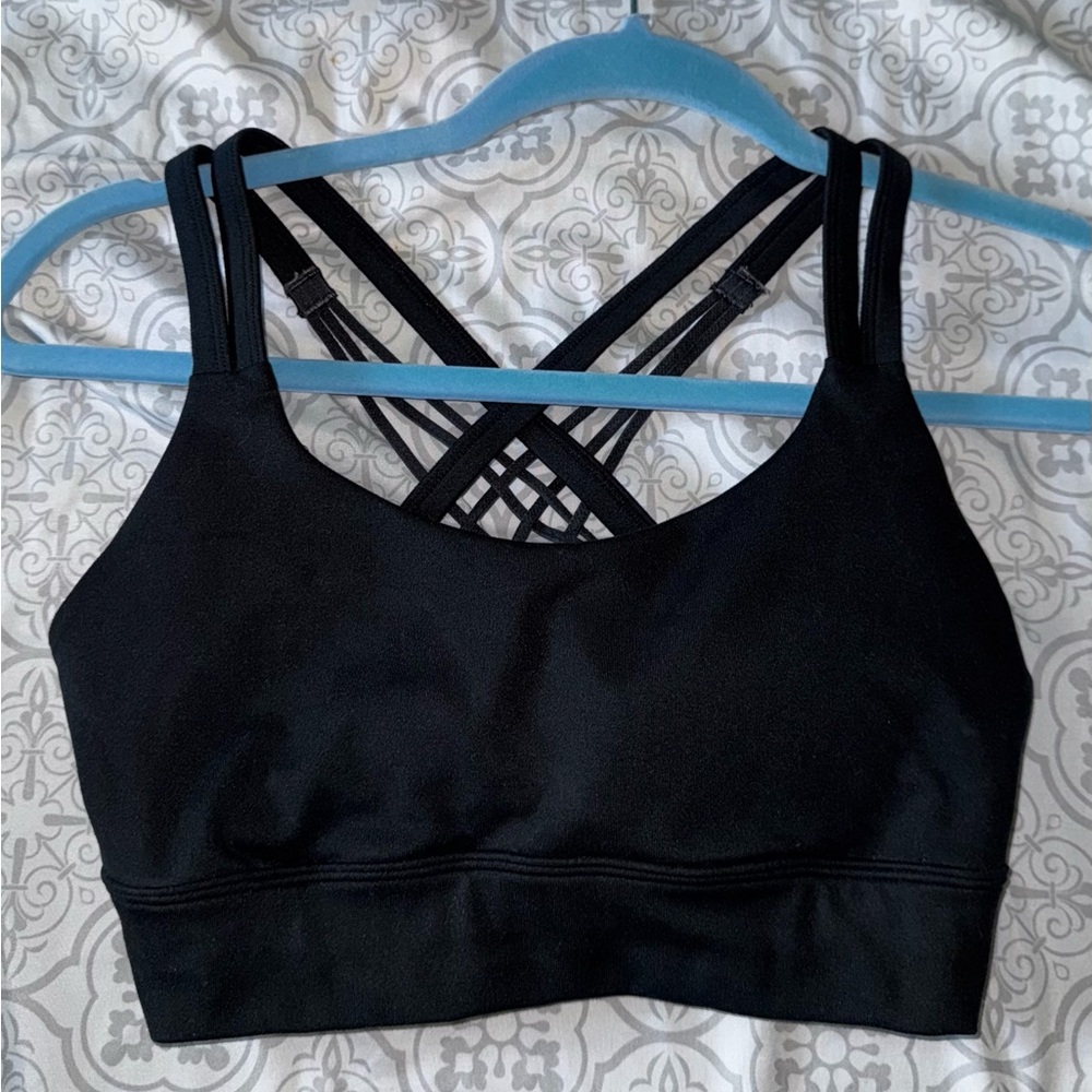 Women's Black Strappy Sports Bra